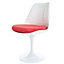 White Tulip Dining Chair with Luxurious Raspberry Red Cushion