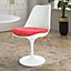 White Tulip Dining Chair with Luxurious Raspberry Red Cushion