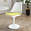 White Tulip Dining Chair with Luxurious Yellow Cushion