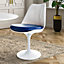 White Tulip Dining Chair with Navy PU Cushion
