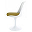 White Tulip Dining Chair with Olive Textured Cushion