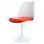 White Tulip Dining Chair with Red PU Cushion