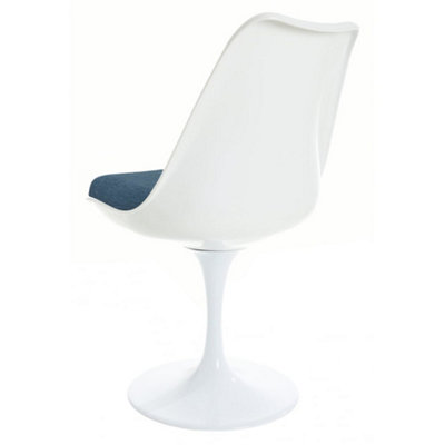 White Tulip Dining Chair with Velveteen Navy Cushion