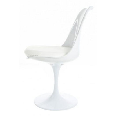 White Tulip Dining Chair with White PU Cushion