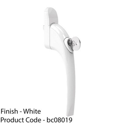 White Universal Locking Window Handle - Click Fit PVC Window Rose Lever