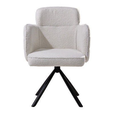 White Upholstered Leisure Swivel Chair with Metal Legs