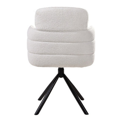 White Upholstered Leisure Swivel Chair with Metal Legs