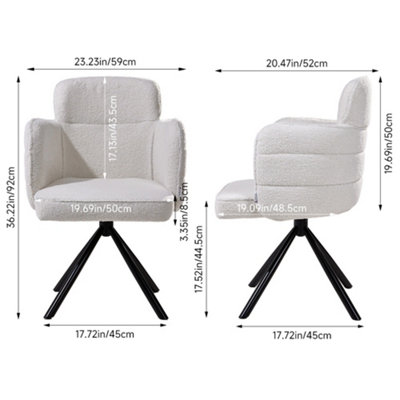 White Upholstered Leisure Swivel Chair with Metal Legs