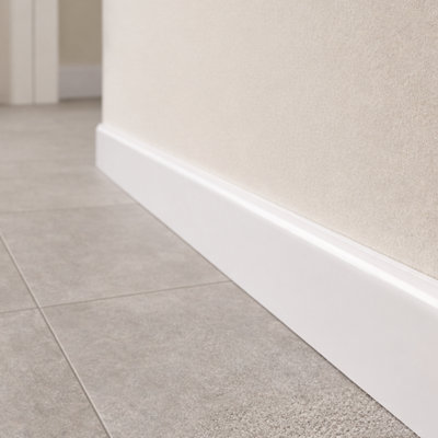 White uPVC D-Mould Trim 45mm x 1m, Rigid Plastic Finishing Strip for Skirting, Fascia, Window Sills & Door Frames