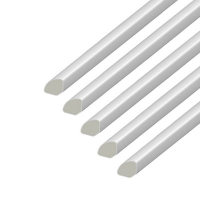 White uPVC Plastic Quadrant Moulding Trim - Window Tile Beading (W) 13mm (L) 1m Length x 5 Length Pack