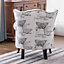White Velvet Upholstered Butterfly Wing Back Studded Armchair with Cushion