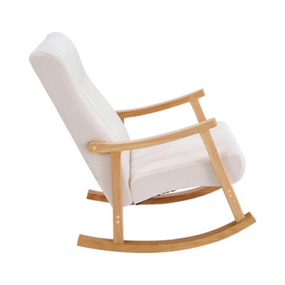 White Velvet Upholstered Tufting Rocking Chair for Living Room