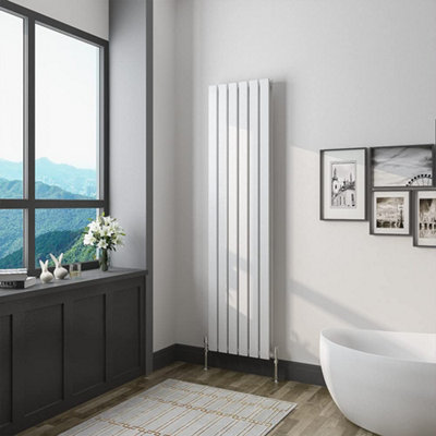 White Vertical Radiator Double Flat Pannel (H)1600mm (W)408mm 5198 BTU Steel Compatible for Central Heating System