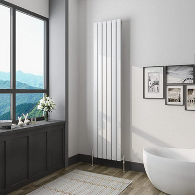 White Vertical Radiator Double Flat Pannel (H)1800mm (W)408mm 5632 BTU Steel Compatible for Central Heating System