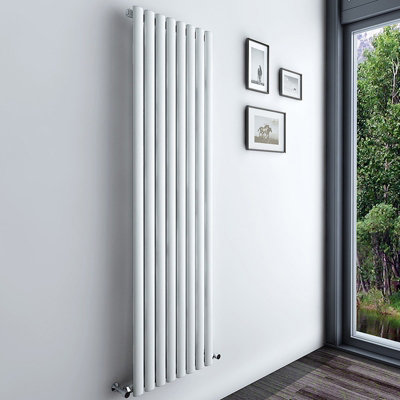 White Vertical Radiator Single Oval Column (H)1800mm (W)472mm 5012 BTU ...