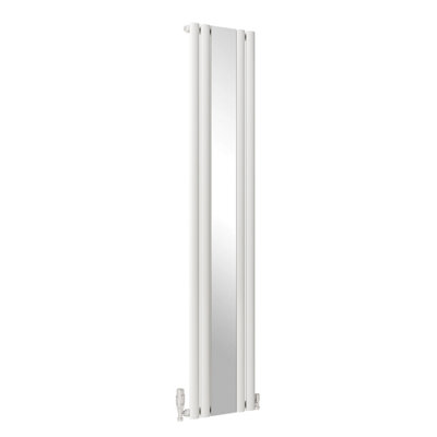 White Vertical Radiator Single Oval Column Mirror Radiator 1800x381mm