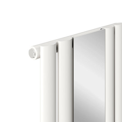 White Vertical Radiator Single Oval Column Mirror Radiator 1800x381mm
