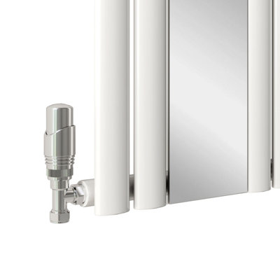White Vertical Radiator Single Oval Column Mirror Radiator 1800x381mm