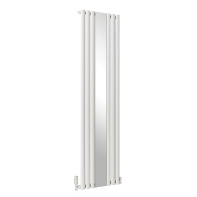White Vertical Radiator Single Oval Column Mirror Radiator 1800x499mm