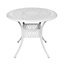 White Vintage Round Cast Aluminum Outdoor Bistro Dining Table with Umbrella Hole 90 cm