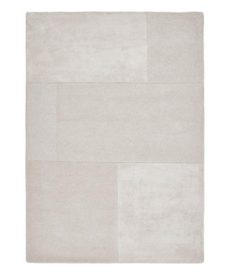 White Viscose , Wool Easy to clean Geometric Handmade , Luxurious , Modern , Wool Rug for Living Room, Bedroom - 120cm X 170cm