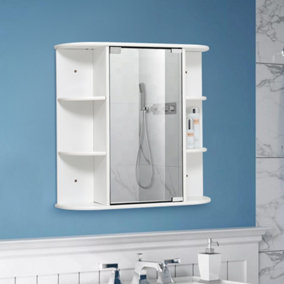 White Wall Mount Bathroom Mirror Cabinet 590 x 580 mm