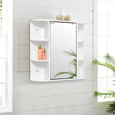 White Wall Mount Bathroom Mirror Cabinet 630 x 660 mm
