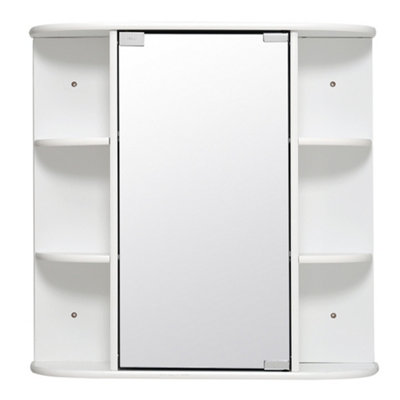 White Wall Mount Bathroom Mirror Cabinet 630 x 660 mm