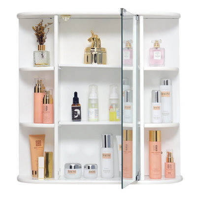 White Wall Mount Bathroom Mirror Cabinet 630 x 660 mm