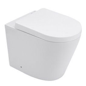 White Wall Mounted Elongated Toilet without flush