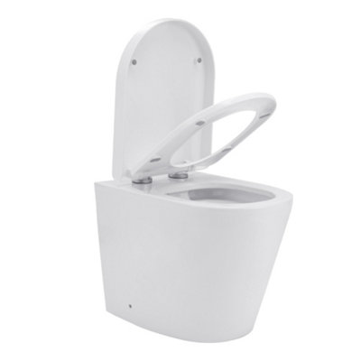 White Wall Mounted Elongated Toilet without flush