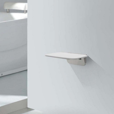 White Wall Mounted Heavy Duty Folding Shower Seat - 4
