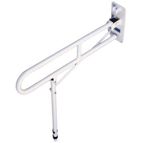 White Wall Mounted Hinged Arm Support with Leg - 750mm Length - Fold Away Design