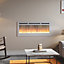 White Wall Mounted Or Inset Electric Fire Fireplace 12 Flame Colors with Remote Control 50 Inch
