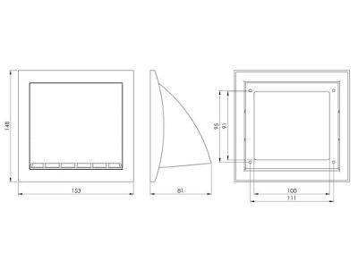White Wall Outlet Duct Cowl 150mm x 150mm / 100mm Hose Flap