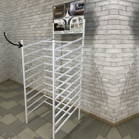 White Wall Panel Stand with 10 Shelves - Metal Showroom Shop fitting Versatile Display Rack