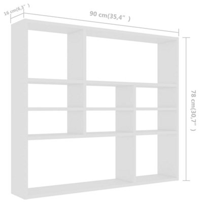 White Wall Shelf 90x16x78 cm Engineered Wood Display Shelf