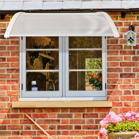 White Waterproof Front Door Canopy Outdoor Awning Window Garden Canopy Patio Porch Awning Rain Shelter Cover  W 120 cm