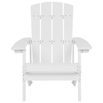 White Weatherproof Plastic Wood Chair with Footstool - Matt Finish ...