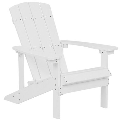 White Weatherproof Plastic Wood Chair with Footstool - Matt Finish ...
