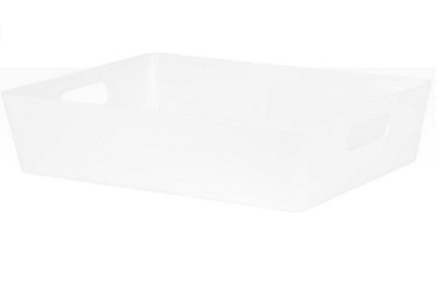 White Wham Plastic Large Rectangle Studio Handy Storage Basket 26cm x 35cm 6L