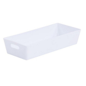 White Wham Plastic Slim Rectangle Studio Handy Storage Basket 25cm x 10.5cm 1L