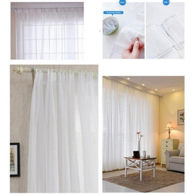 White Window Sheer Curtains for Bedroom Living Room 1m W x 2m H