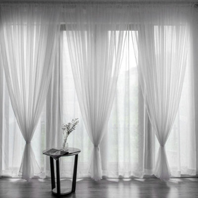 White Window Sheer Curtains for Bedroom Living Room 1m W x 2m H