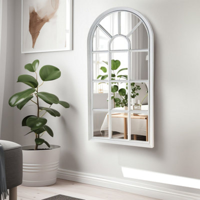 White Window Style Mirror - Living Room Decor Hallway Home Panel Wall Glass 70Cm - 3