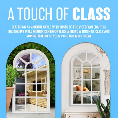 White Window Style Mirror - Living Room Decor Hallway Home Panel Wall Glass 70Cm - 5