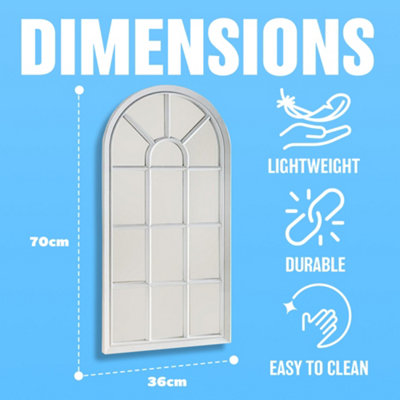 White Window Style Mirror - Living Room Decor Hallway Home Panel Wall Glass 70Cm - 7
