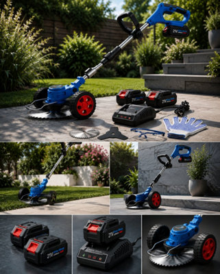 White Winds Limited 21V Cordless Grass Trimmer, Wheeled Lawn Edger with ...
