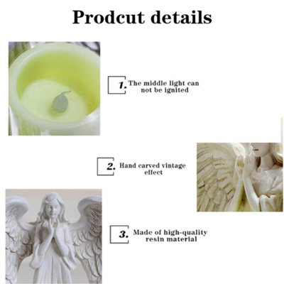 White Winged Angel Resin Memorial Electric Candle Statue Home Decoration - 5