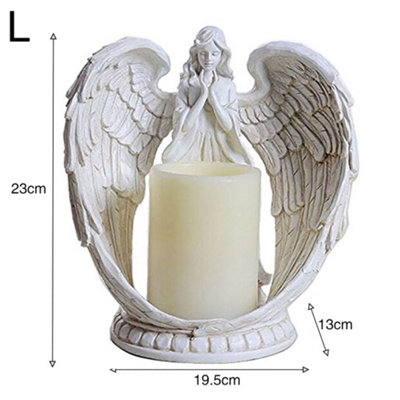 White Winged Angel Resin Memorial Electric Candle Statue Home Decoration - 6